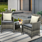 3-Piece Outdoor Wicker Bistro Set - Patio Garden Table & Chairs