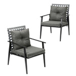 2PCS Outdoor Armchairs Rattan Backrest Black White