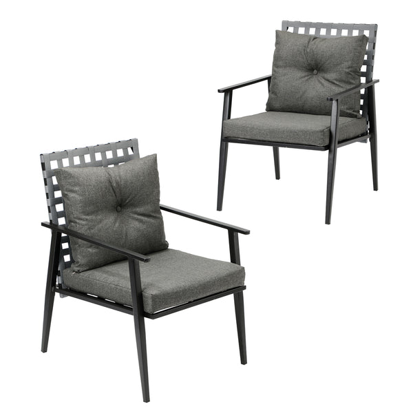  2PCS Outdoor Armchairs Rattan Backrest Black White