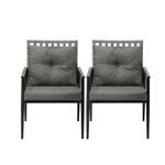 2PCS Outdoor Armchairs Rattan Backrest Black White