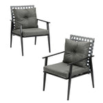 2PCS Outdoor Armchairs Rattan Backrest Black White