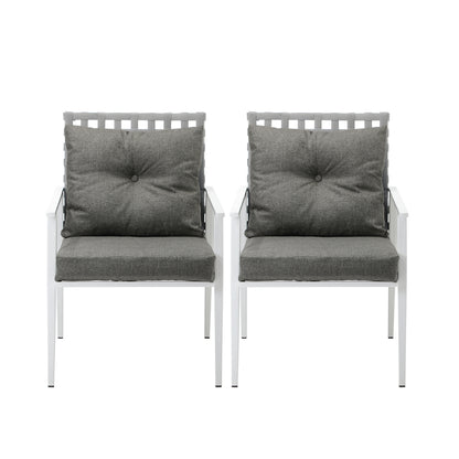 2PCS Outdoor Armchairs Rattan Backrest White