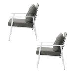 2PCS Outdoor Armchairs Rattan Backrest Black White