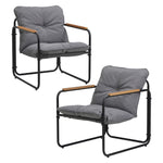 Outdoor Chairs Set Garden Patio Armchair Black/White