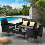 4PCS Outdoor Furniture Setting Patio Garden Table Chair Set Wicker Sofa