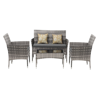 Outdoor Furniture 4-Piece Lounge Setting Chairs Table Wicker Set Patio