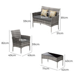 Outdoor Furniture 4-Piece Lounge Setting Chairs Table Wicker Set Patio