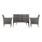 Outdoor Furniture 4-Piece Lounge Setting Chairs Table Wicker Set Patio