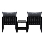 3PCS Outdoor Patio Set Wicker Table Chairs with Cushions