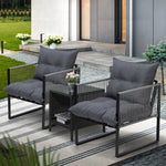 3PCS Outdoor Patio Set Wicker Table Chairs with Cushions