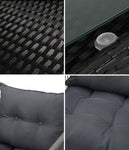 3PCS Outdoor Patio Set Wicker Table Chairs with Cushions