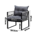 2PCS Outdoor Patio Chairs Garden Sofa Set PE Wicker Grey