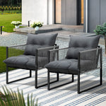2PCS Outdoor Patio Chairs Garden Sofa Set PE Wicker Grey