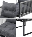 2PCS Outdoor Patio Chairs Garden Sofa Set PE Wicker Grey