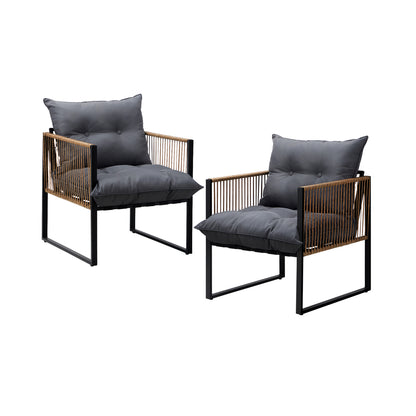 2PCS Outdoor Chairs Patio Set PE Wicker