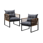 2PCS Outdoor Chairs Patio Set PE Wicker