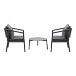 3PCS Outdoor Patio Set 70cm & 50cm Coffee Table Grey Chairs
