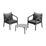 3PCS Outdoor Patio Set 70cm & 50cm Coffee Table Grey Chairs