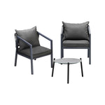 3PCS Outdoor Patio Set 70cm & 50cm Coffee Table Grey Chairs