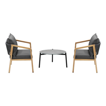 3PCS Outdoor Patio Lounge Set Grey 50cm Coffee Table