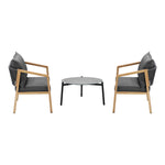 3PCS Outdoor Patio Lounge Set Grey 50cm Coffee Table