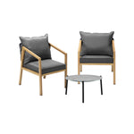 3PCS Outdoor Patio Lounge Set Grey 50cm Coffee Table