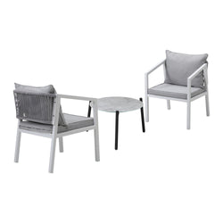 3PCS Outdoor Patio Setting Grey 70cm & 50cm Coffee Table