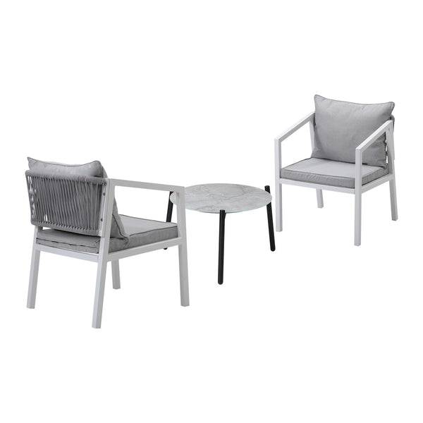  3PCS Outdoor Patio Setting Grey 70cm & 50cm Coffee Table