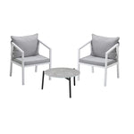3PCS Outdoor Patio Setting Grey 70cm & 50cm Coffee Table