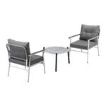3 Piece Outdoor Patio Set 50cm Table Grey and Black Armchair