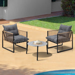 3PCS & 2 PCS Outdoor Patio Set Grey 50cm Coffee Table Rattan Chairs