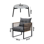 3PCS & 2 PCS Outdoor Patio Set Grey 50cm Coffee Table Rattan Chairs
