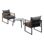 3PCS & 2 PCS Outdoor Patio Set Grey 50cm Coffee Table Rattan Chairs