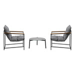 3PC Outdoor Patio Furniture Set 50CM Round Grey Marble Table