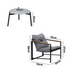 3PC Outdoor Patio Furniture Set 50CM Round Grey Marble Table