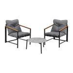 3PC Outdoor Patio Furniture Set 50CM Round Grey Marble Table