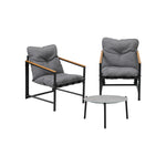 3PC Outdoor Patio Furniture Set 50CM Round Grey Marble Table