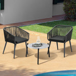 3 Piece Outdoor Lounge Set Polyester rope detailing