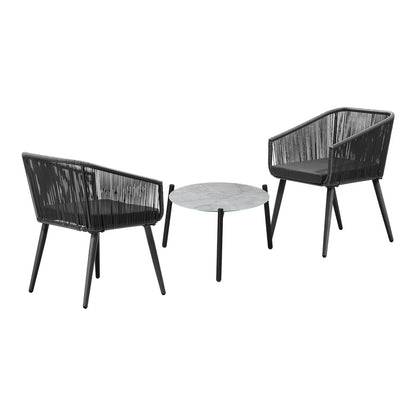 3 Piece Outdoor Lounge Set Polyester rope detailing