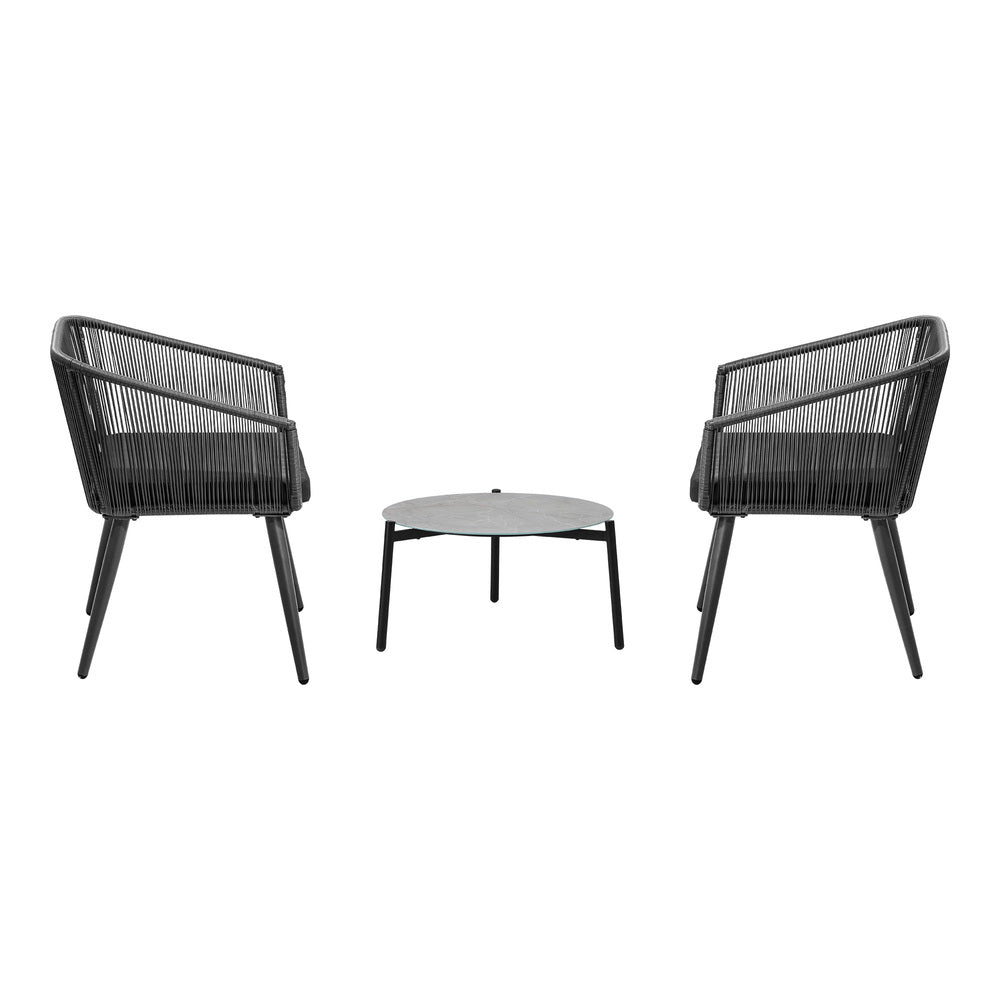3 Piece Outdoor Lounge Set Polyester rope detailing