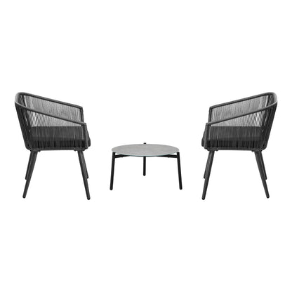 3 Piece Outdoor Lounge Set Polyester rope detailing