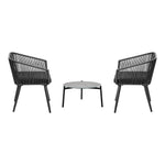 3 Piece Outdoor Lounge Set Polyester rope detailing