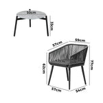 3 Piece Outdoor Lounge Set Polyester rope detailing