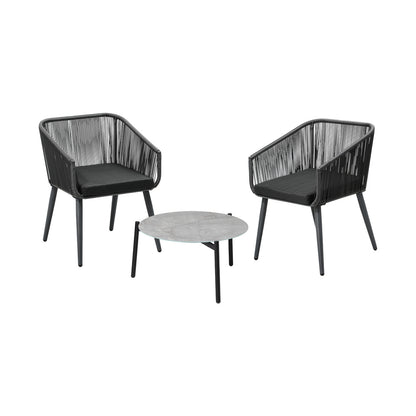 3 Piece Outdoor Lounge Set Polyester rope detailing