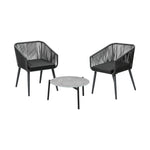 3 Piece Outdoor Lounge Set Polyester rope detailing