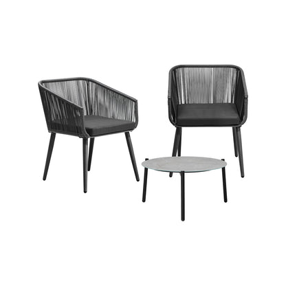 3 Piece Outdoor Lounge Set Polyester rope detailing