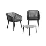 3 Piece Outdoor Lounge Set Polyester rope detailing