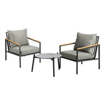 3PCS Outdoor Lounge Set Grey 50cm Coffee Table Chairs