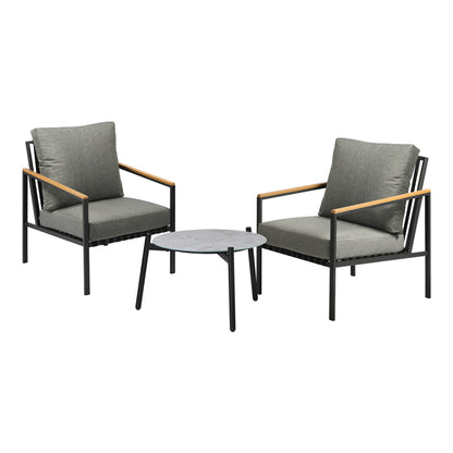 3PC Outdoor Patio Lounge Set 70cm & 50cm Coffee Table Sofa Chairs