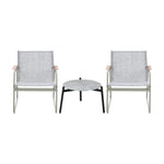 3PCS Outdoor Bistro Set Patio Chair 50cm Coffee Table Textilene